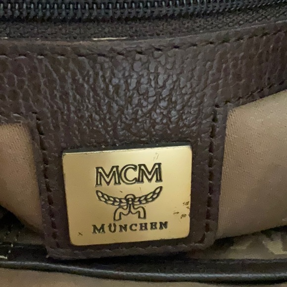 MCM Visetos Mini Handbg Leather and Canvas Brown/Tan - Picture 14 of 17